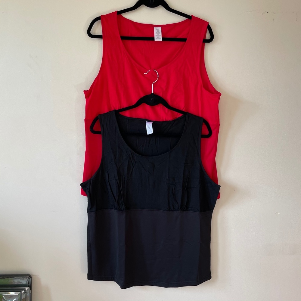 AVON Slimwear Swimming Tanks  2pc Red & Black  NEW